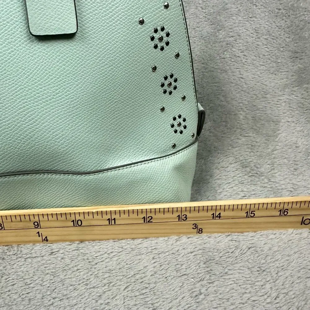Coach Seaglass Mint Green Studded Sierra Satchel Bag With Crossbody Strap‎